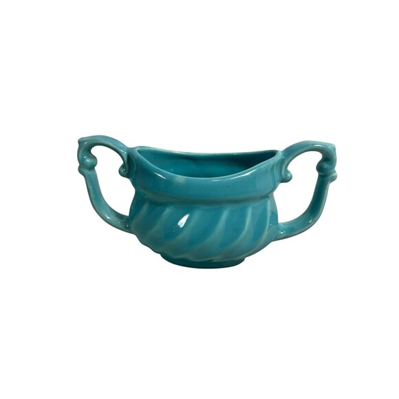 VTG Metlox Poppytrail Yorkshire Ribbed Sugar Bowl Turquoise 518 USA 1940’s Era - Picture 5 of 12